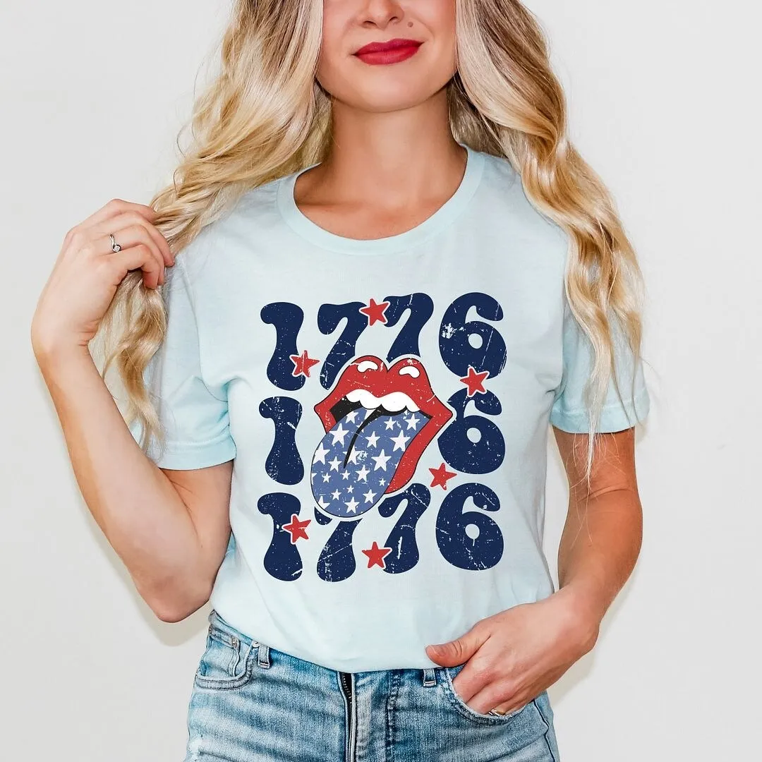 1776 Patriotic Lips Short Sleeve Crewnneck Tee sold by Zulily product image thumbnail 3