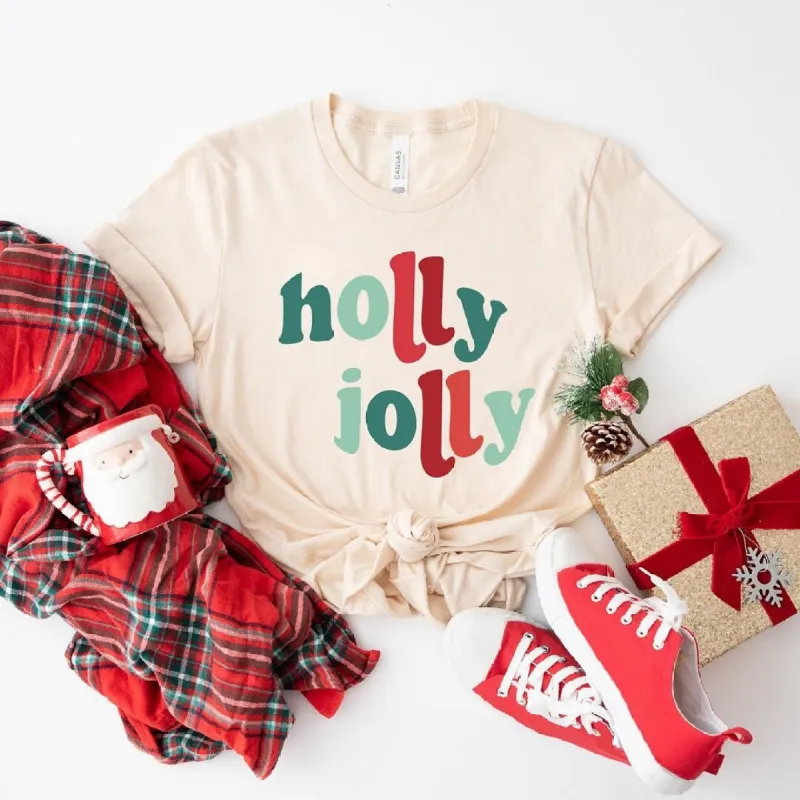 Holly Jolly Colorful Short Sleeve Crewnneck Tee sold by Zulily