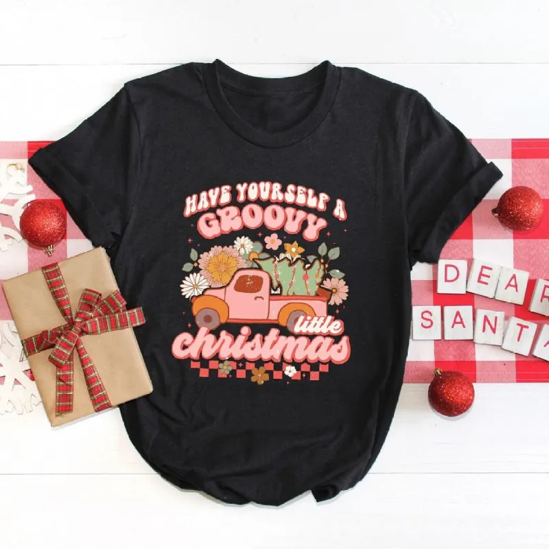 Groovy Little Christmas Truck Short Sleeve Crewnneck Tee sold by Zulily