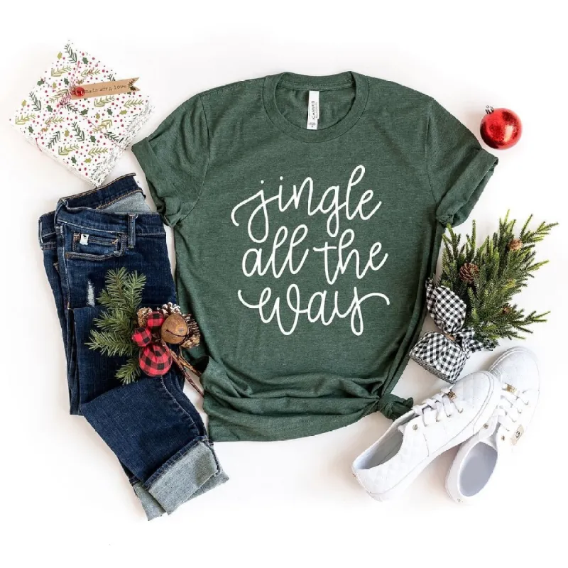 Jingle All The Way Cursive Short Sleeve Crewnneck Tee sold by Zulily