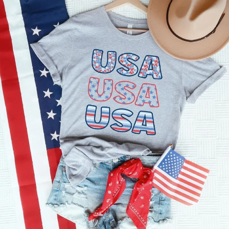 USA Stacked Colorful Short Sleeve Crewnneck Tee sold by Zulily