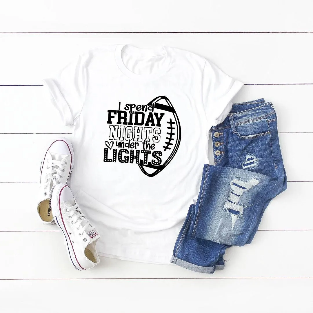I Spend Friday Nights Under The Lights Short Sleeve Crewnneck Tee sold by Zulily