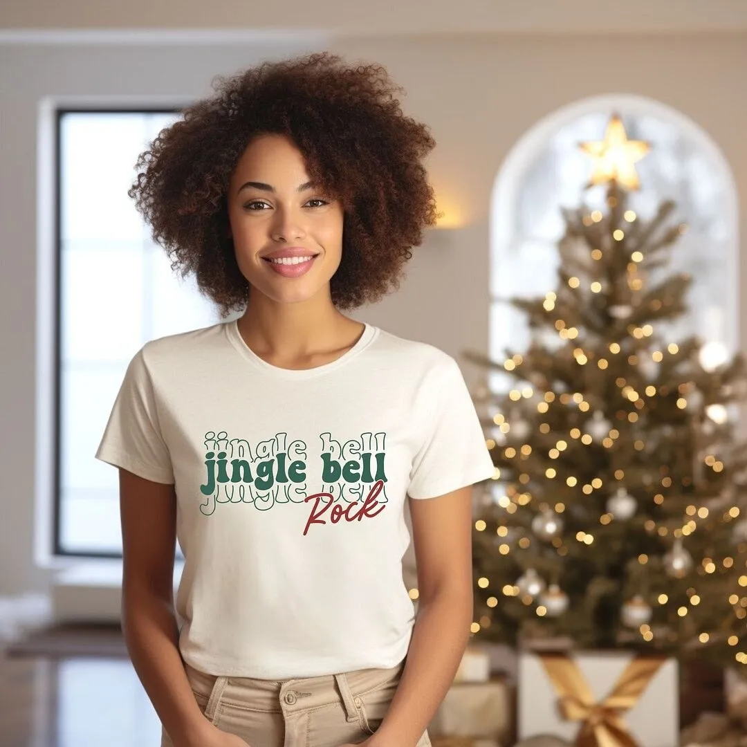 Jingle Bell Rock Stacked Short Sleeve Crewnneck Tee sold by Zulily