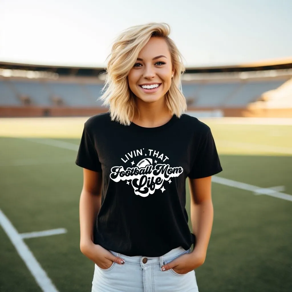 Livin' That Football Mom Life Short Sleeve Crewnneck Tee sold by Zulily product image thumbnail 3