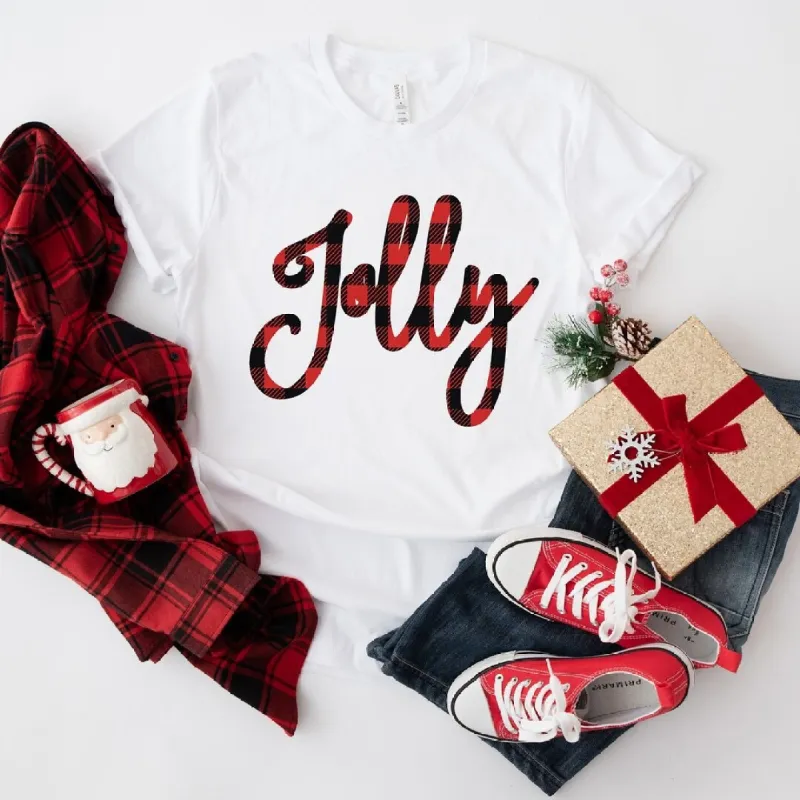 Jolly Plaid Short Sleeve Crewnneck Tee made by Zulily