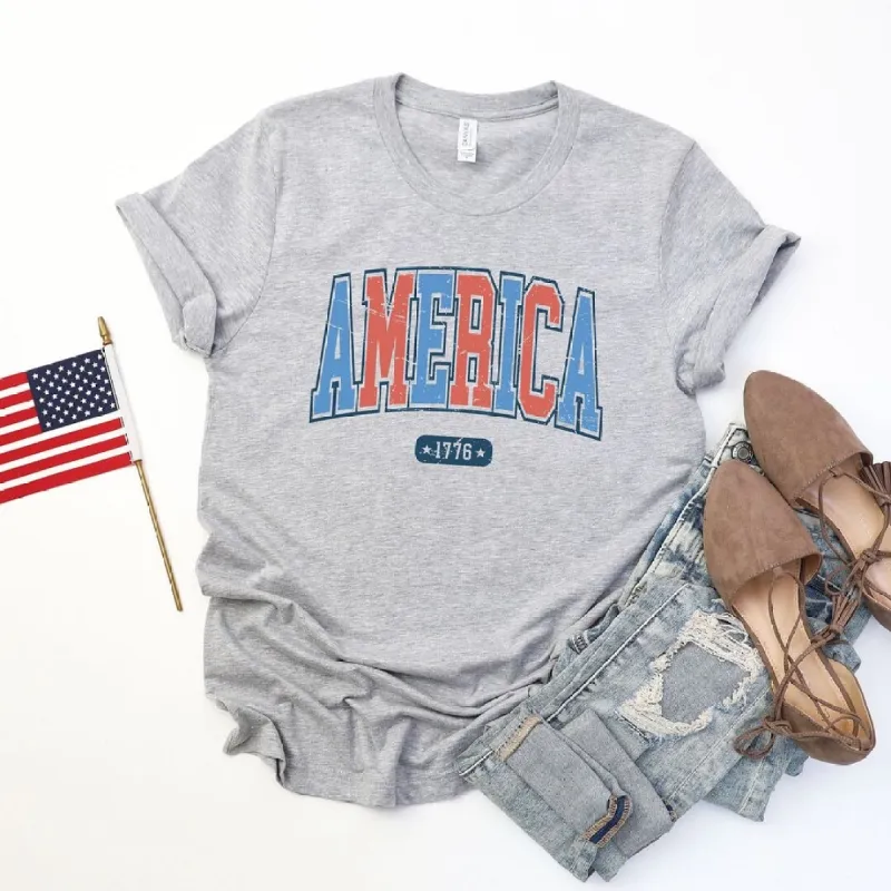 America 1776 Varsity Short Sleeve Crewnneck Tee sold by Zulily