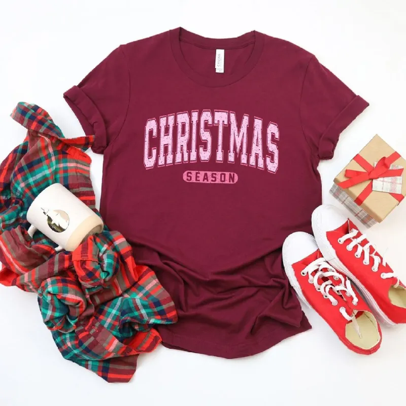 Pink Christmas Season Short Sleeve Crewnneck Tee sold by Zulily