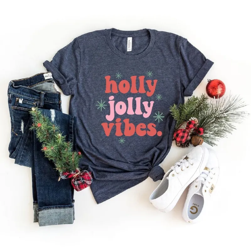 Retro Holly Jolly Vibes Short Sleeve Crewnneck Tee sold by Zulily