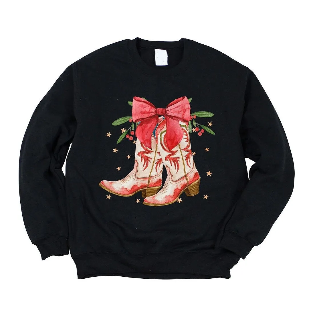 Coquette Cowgirl Christmas Boots Graphic Sweatshirt sold by Zulily product image thumbnail 2
