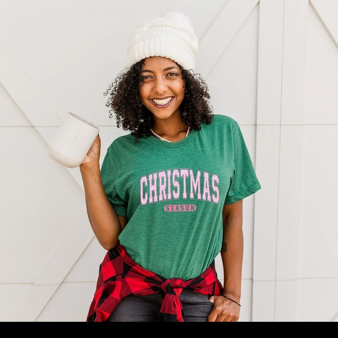 Pink Christmas Season Short Sleeve Crewnneck Tee sold by Zulily product image thumbnail 3