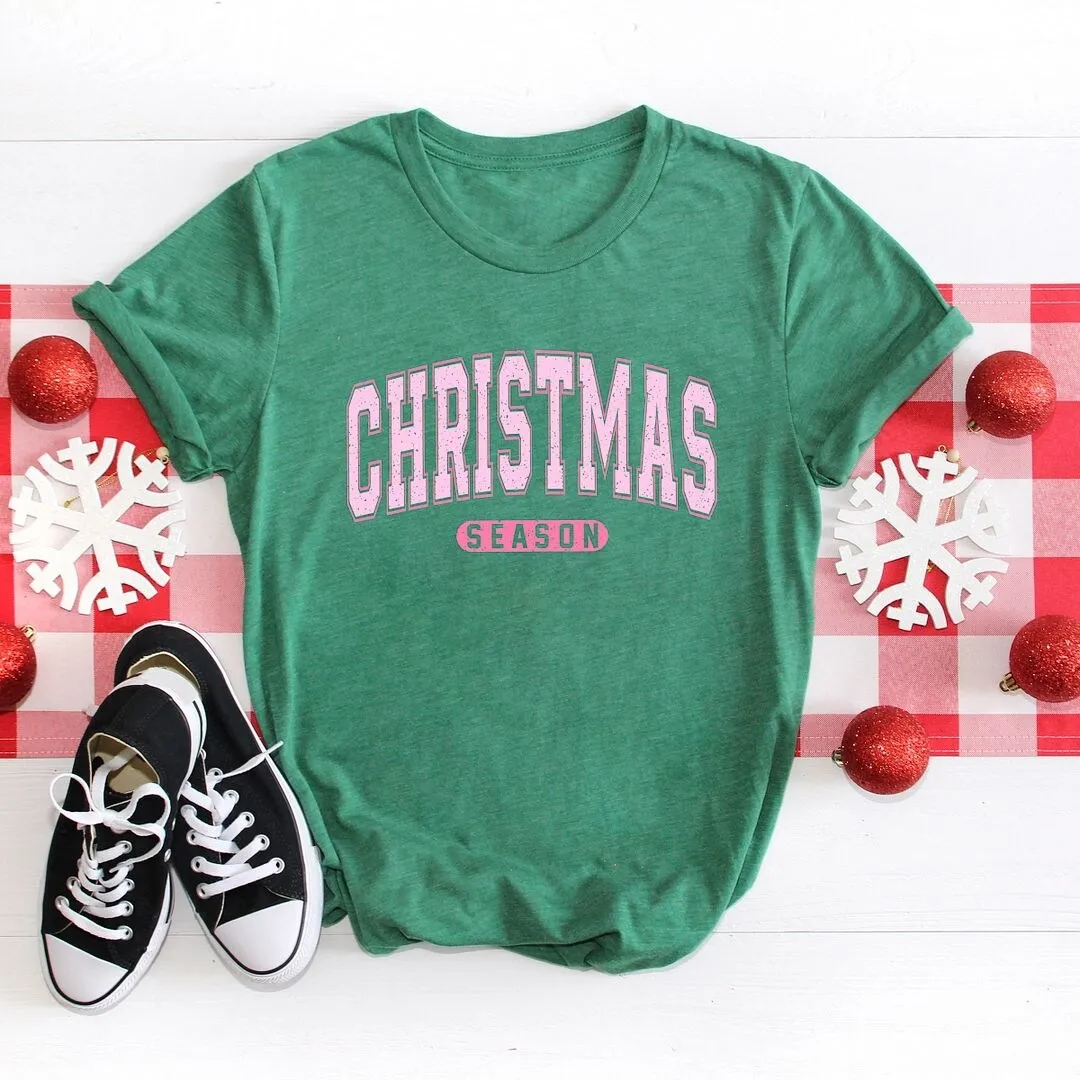 Pink Christmas Season Short Sleeve Crewnneck Tee sold by Zulily