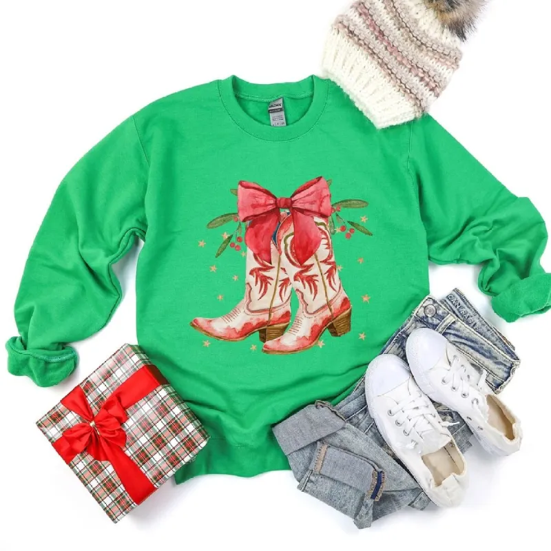 Coquette Cowgirl Christmas Boots Graphic Sweatshirt sold by Zulily