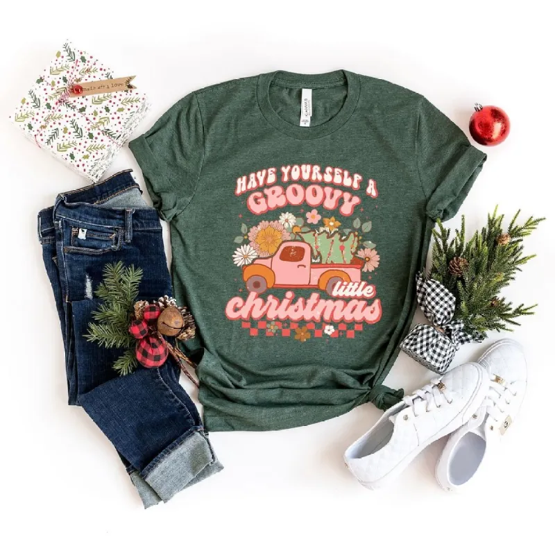 Groovy Little Christmas Truck Short Sleeve Crewnneck Tee sold by Zulily
