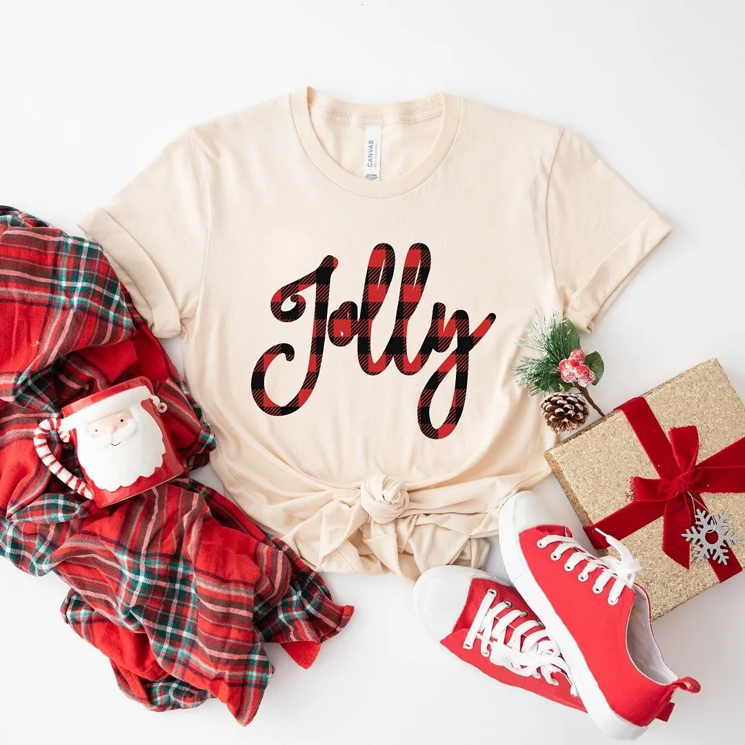 Jolly Plaid Short Sleeve Crewnneck Tee sold by Zulily
