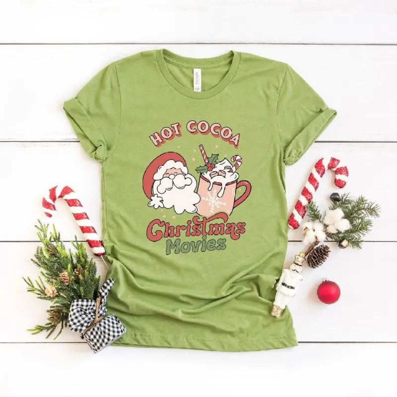 Retro Hot Cocoa Christmas Movies Short Sleeve Crewnneck Tee sold by Zulily