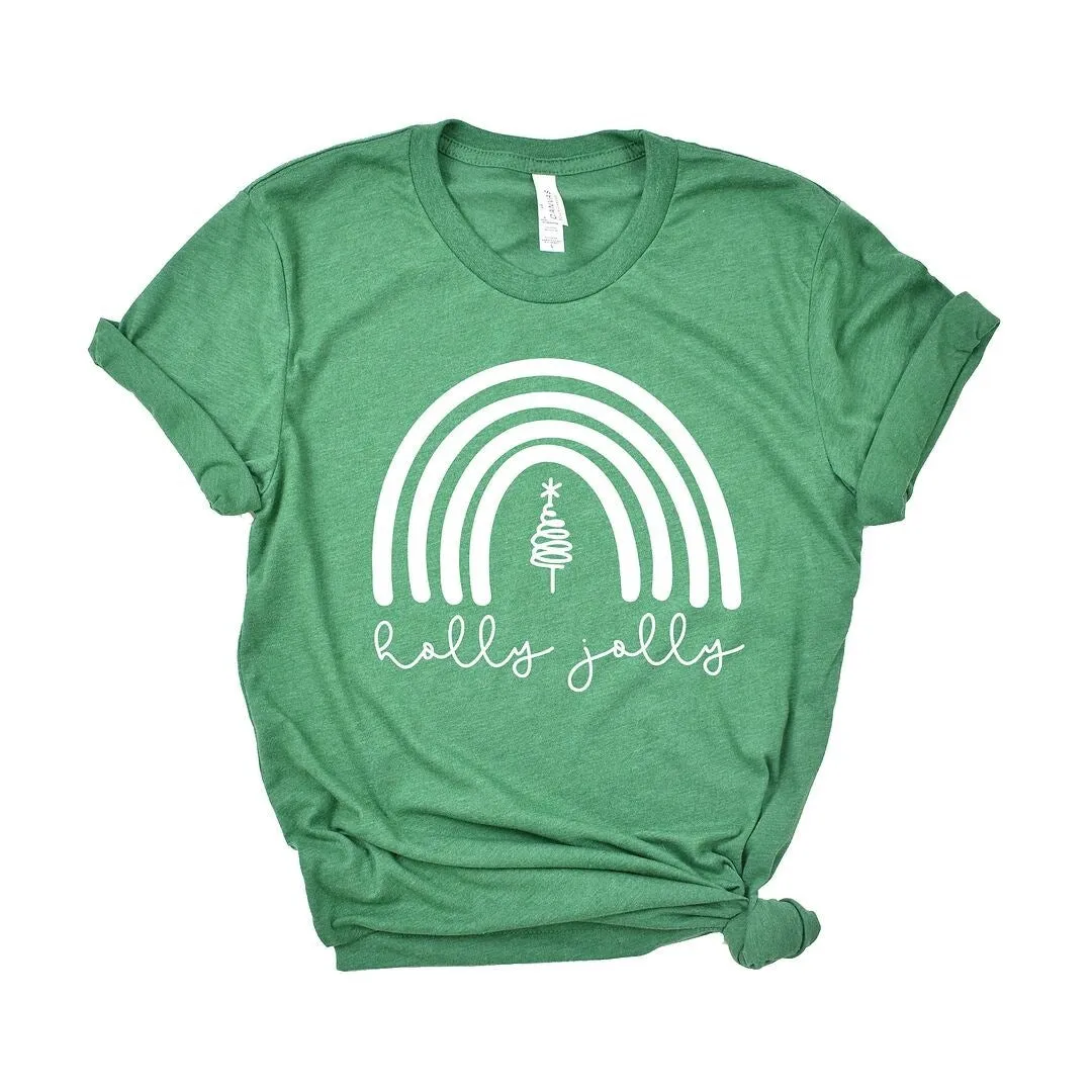Holly Jolly Rainbow Short Sleeve Crewnneck Tee sold by Zulily