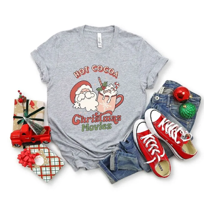 Retro Hot Cocoa Christmas Movies Short Sleeve Crewnneck Tee sold by Zulily