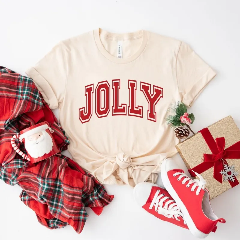 Jolly Varsity Thick Outline Short Sleeve Crewnneck Tee sold by Zulily