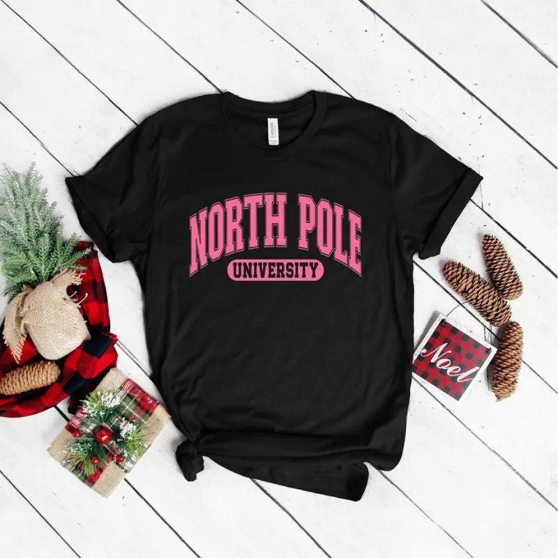 Pink North Pole University Short Sleeve Crewnneck Tee sold by Zulily