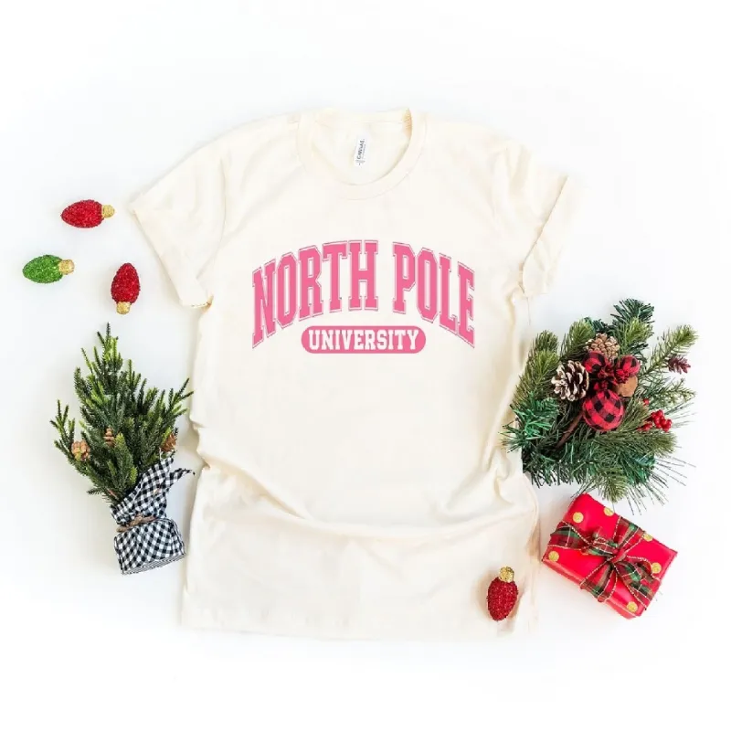 Pink North Pole University Short Sleeve Crewnneck Tee sold by Zulily