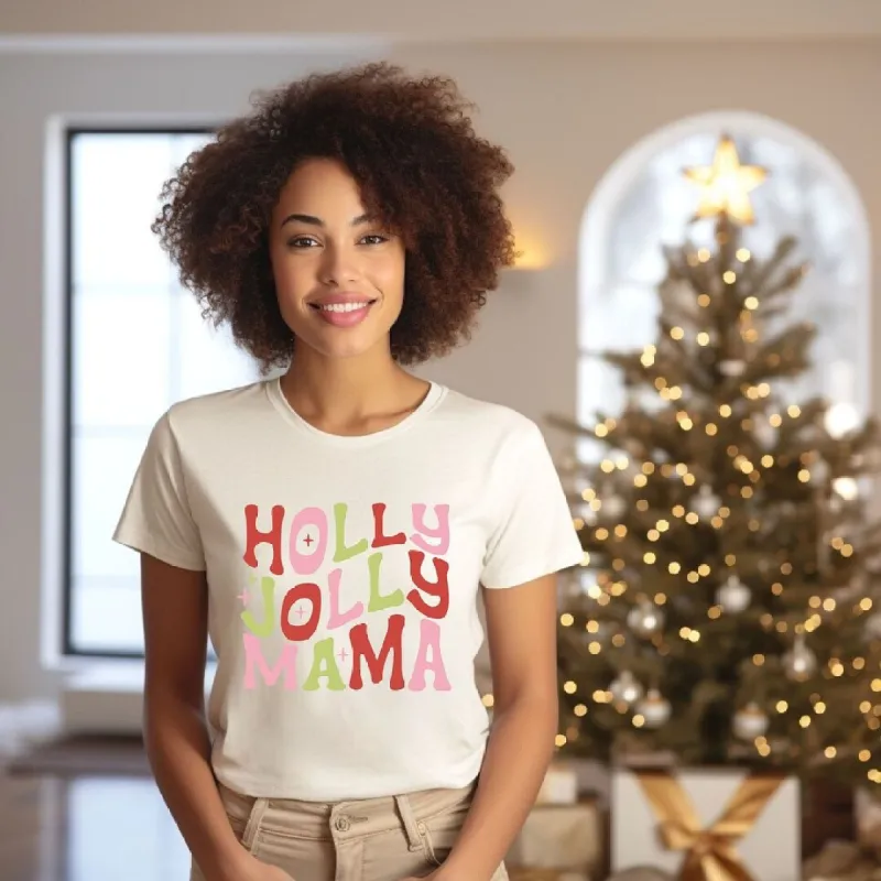 Holly Jolly Mama Colorful Short Sleeve Crewnneck Tee sold by Zulily