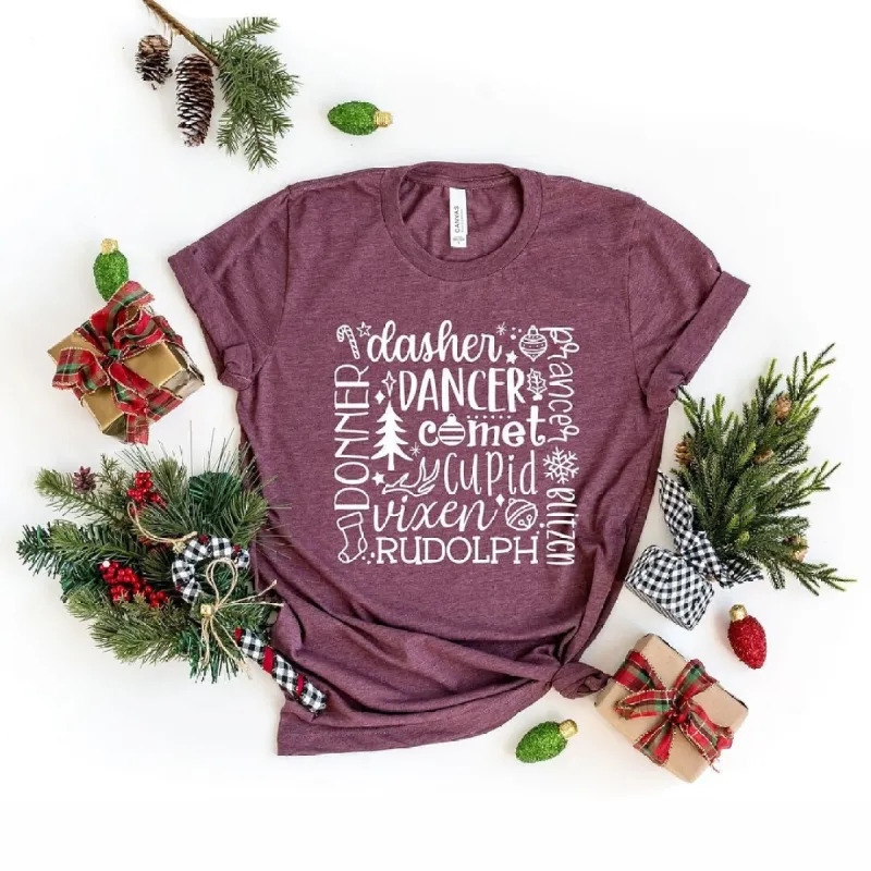 Reindeer Name Collage Short Sleeve Crewnneck Tee sold by Zulily