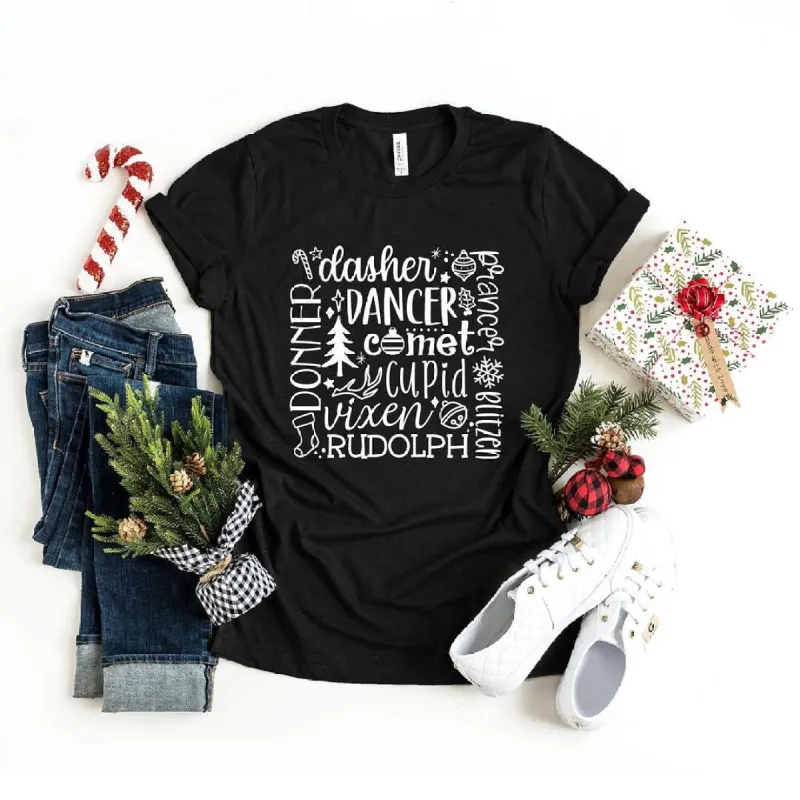 Reindeer Name Collage Short Sleeve Crewnneck Tee sold by Zulily