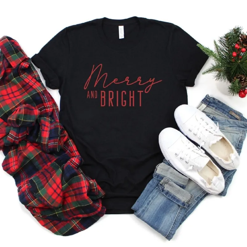Merry And Bright Short Sleeve Crewnneck Tee sold by Zulily