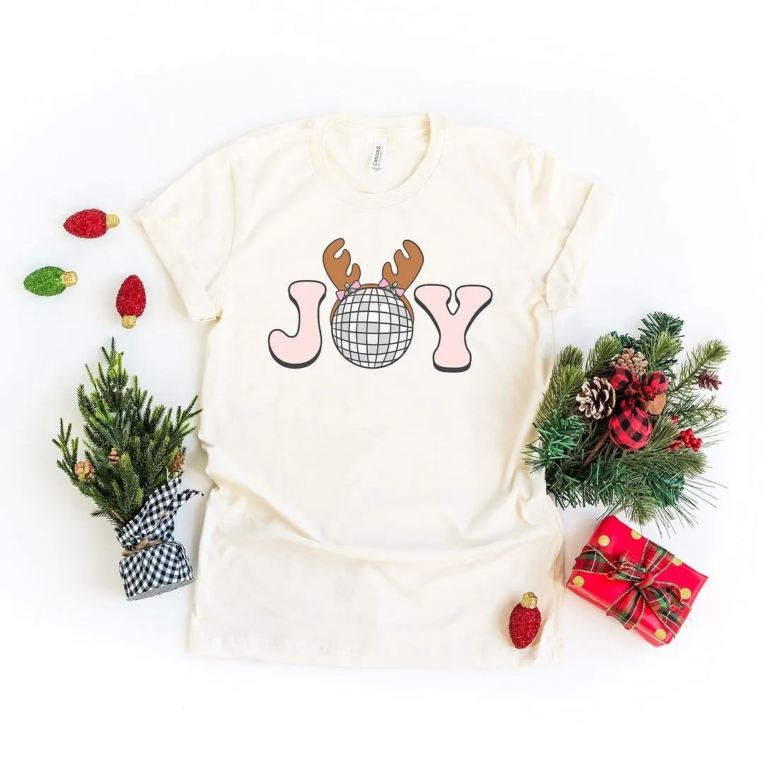 Joy Reindeer Short Sleeve Crewnneck Tee sold by Zulily