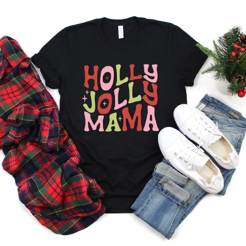 Holly Jolly Mama Colorful Short Sleeve Crewnneck Tee sold by Zulily
