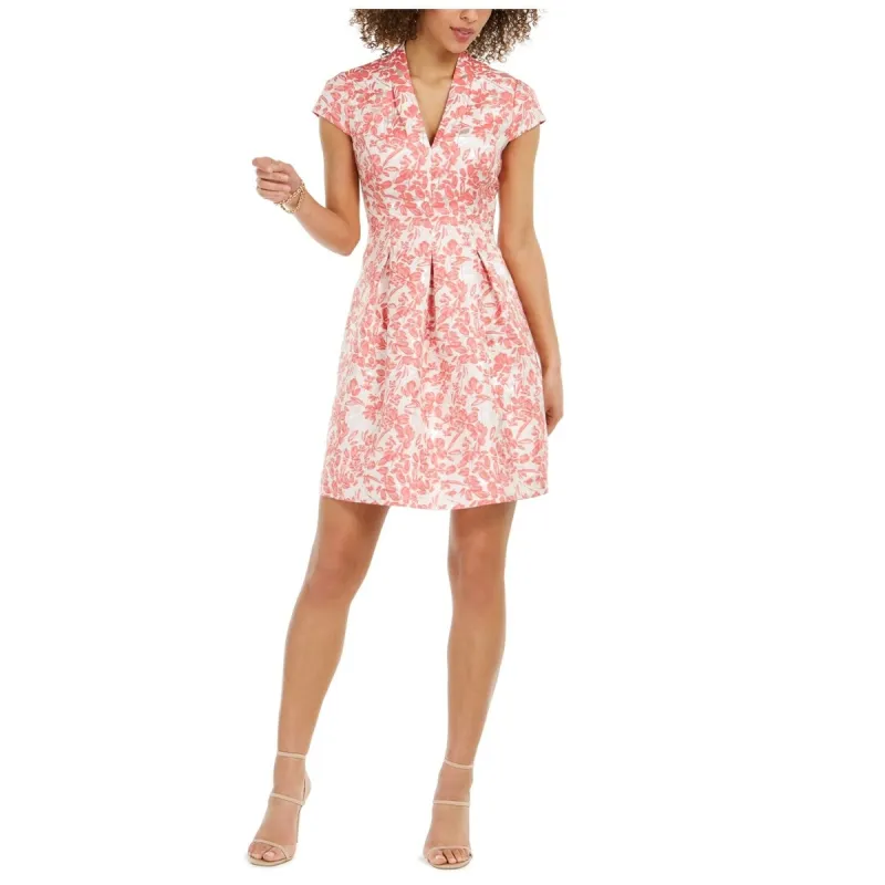 Vince Camuto Women's Floral Metallic Jacquard Fit & Flare Dress Pink Size 10 sold by Zulily