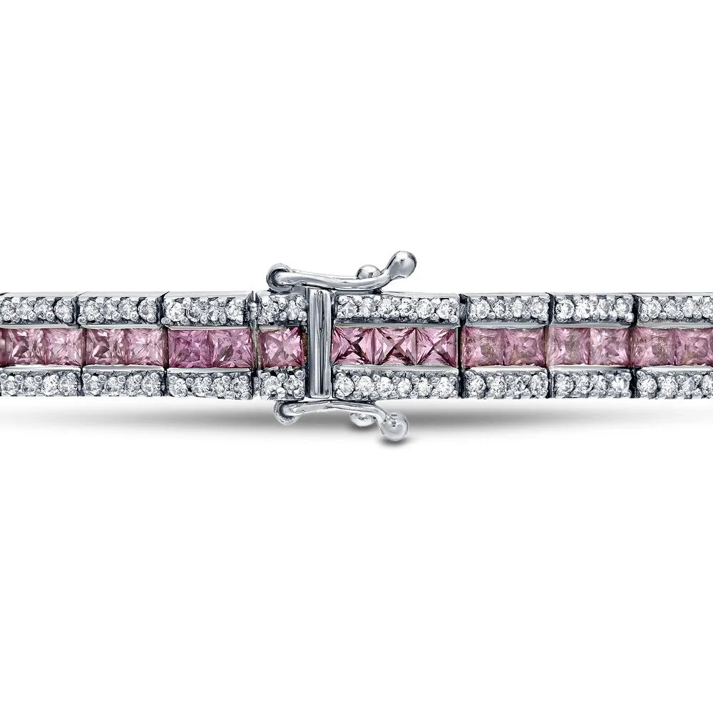 Auriya 14k Gold 2ct TW Pink Sapphire and Diamond Tennis Bracelet sold by Zulily product image thumbnail 2
