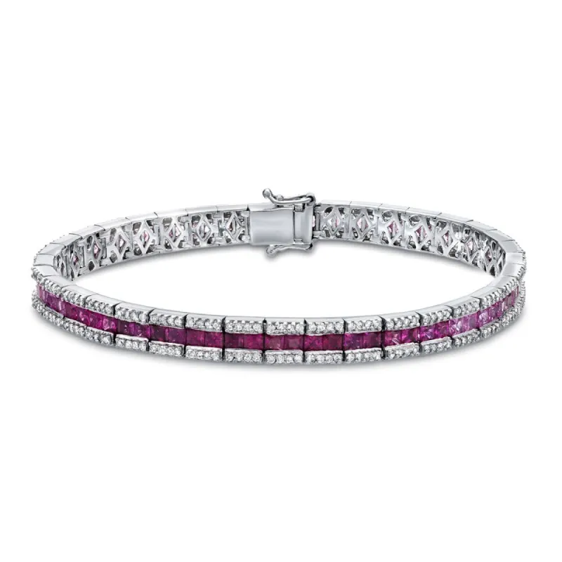 Auriya 14k Gold 2ct TW Pink Sapphire and Diamond Tennis Bracelet sold by Zulily