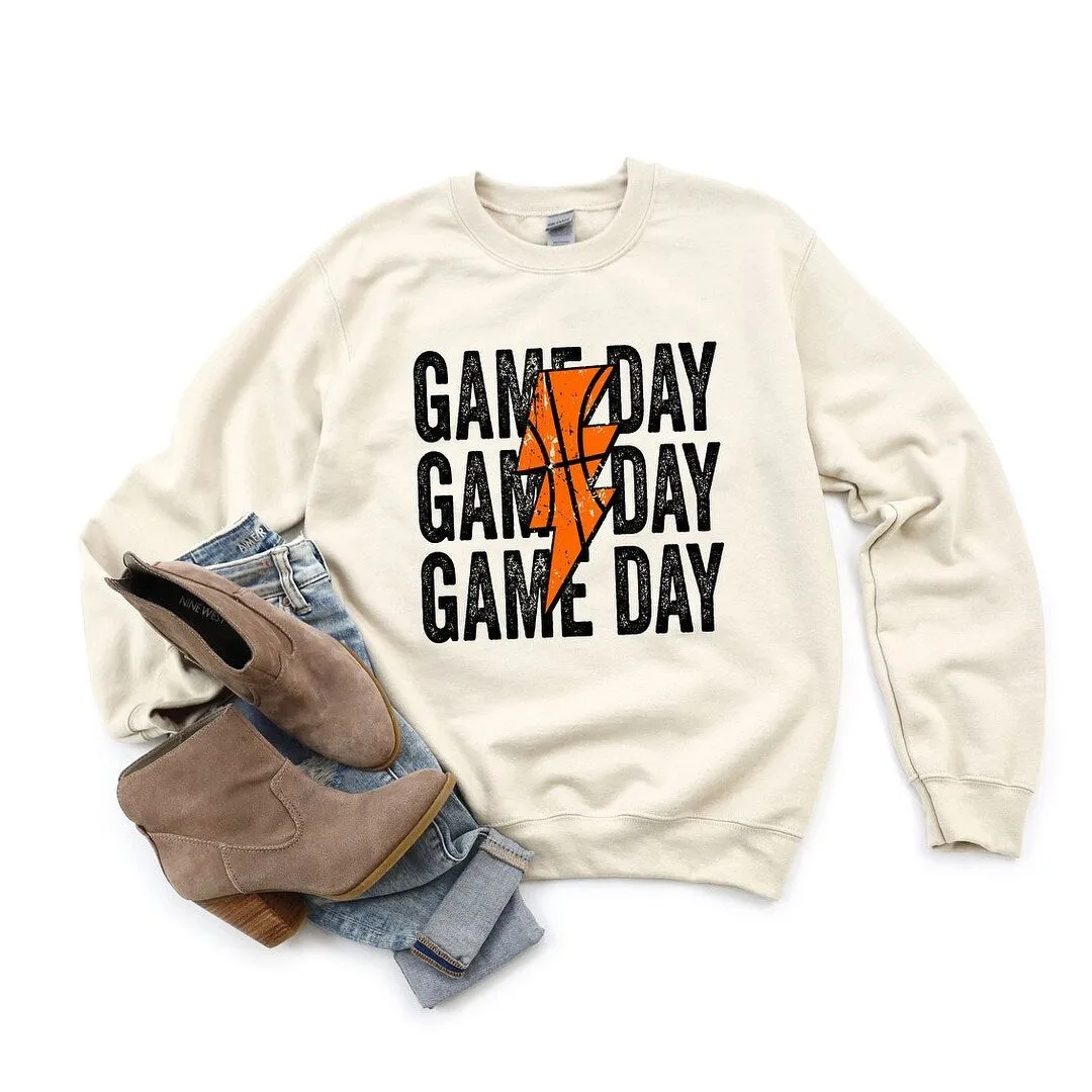 Game Day Stacked Lightning Bolt Graphic Sweatshirt sold by Zulily