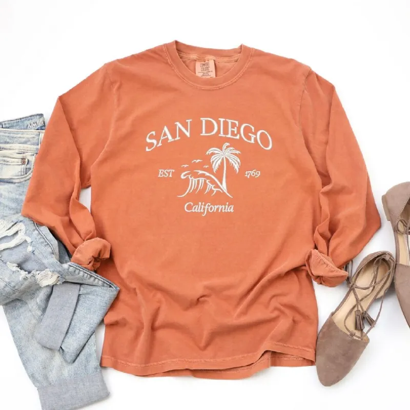 Embroidered San Diego Garment Dyed Long Sleeve sold by Zulily