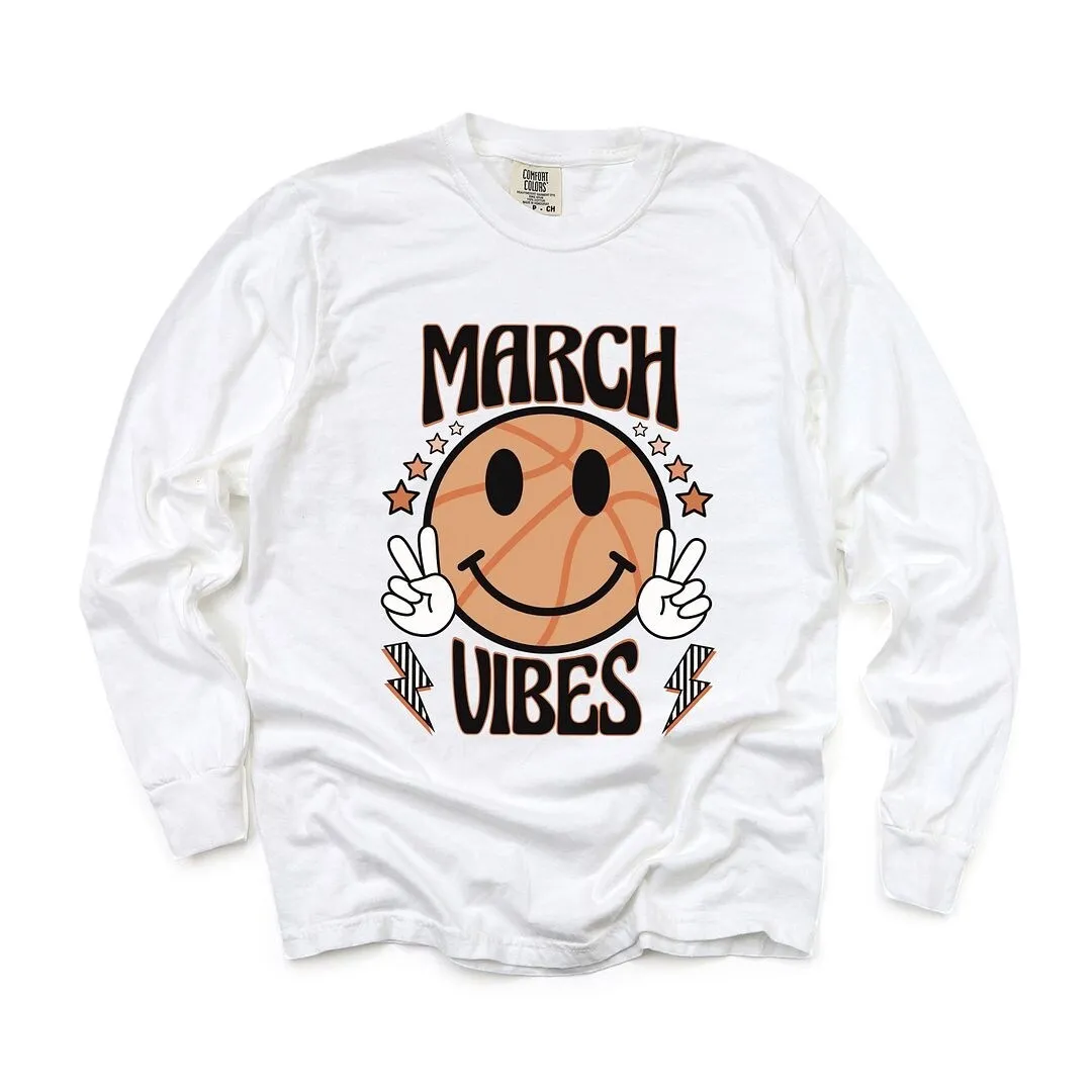 March Vibes Basketball Garment Dyed Long Sleeve sold by Zulily