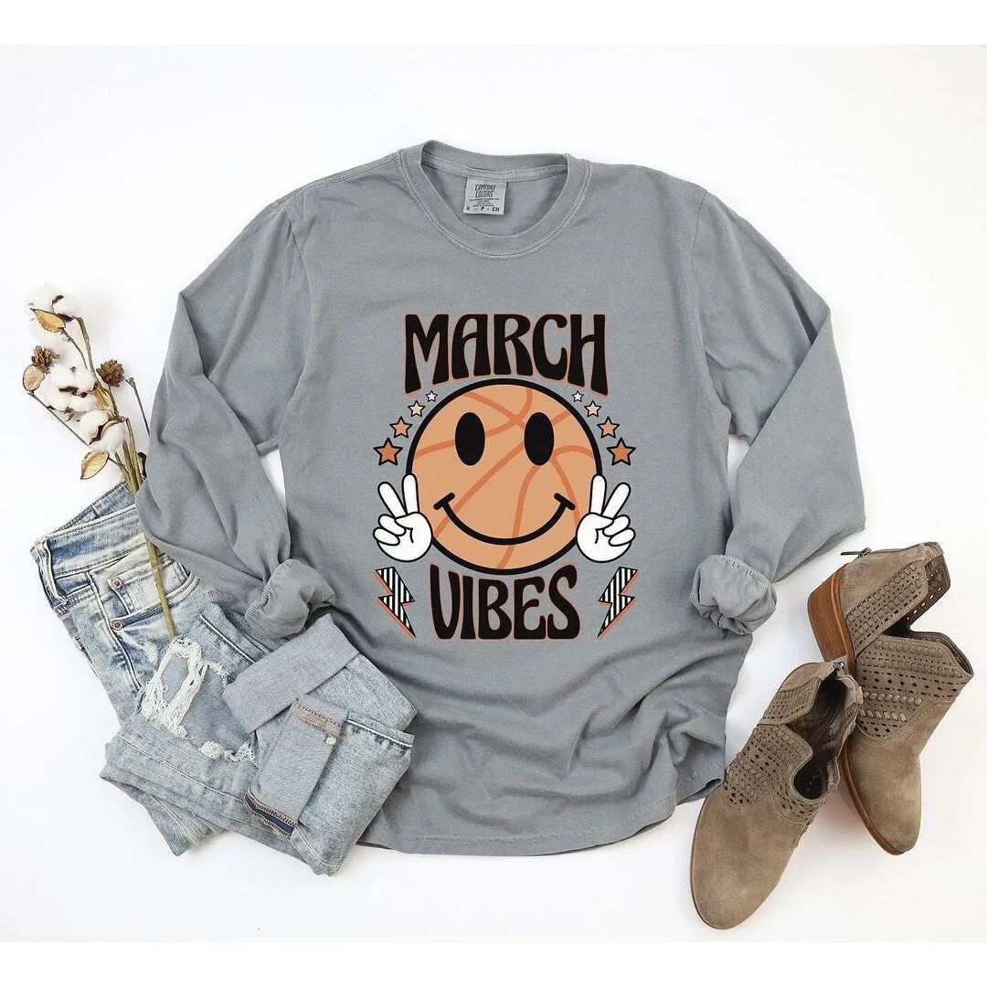 March Vibes Basketball Garment Dyed Long Sleeve sold by Zulily