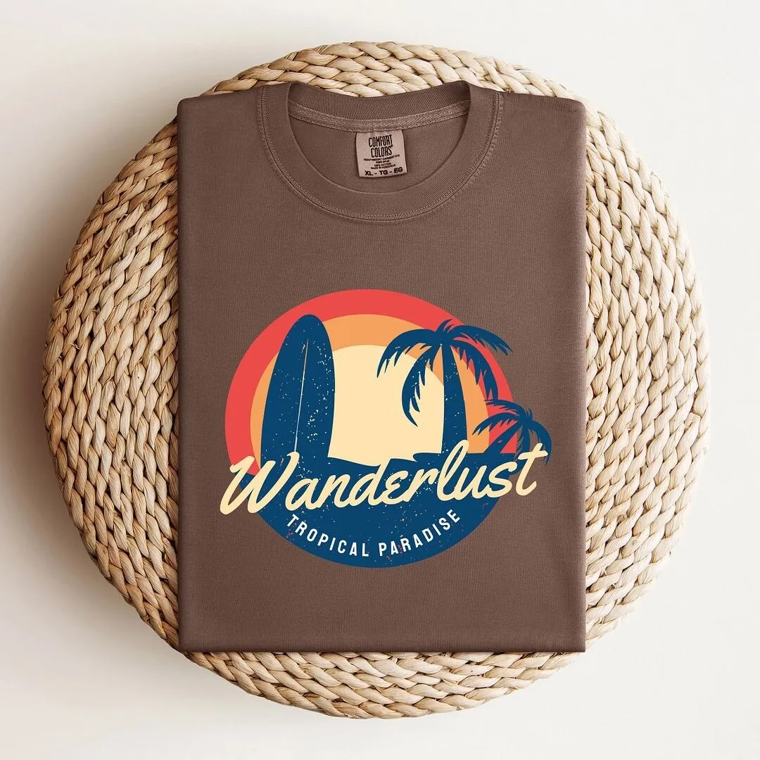 Wanderlust Tropical Paradise Garment Dyed Tee sold by Zulily
