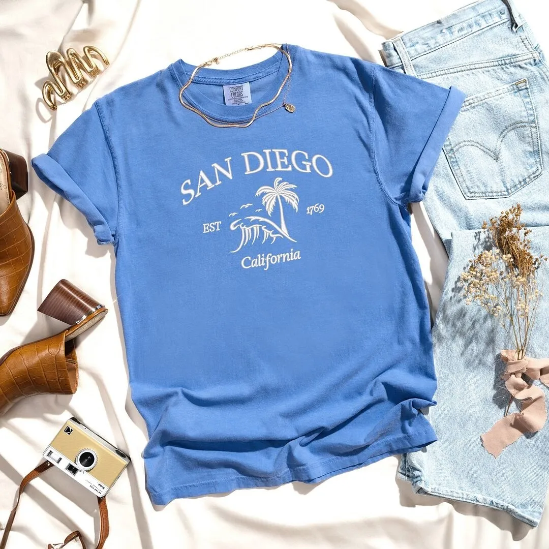 Embroidered San Diego Garment Dyed Tee sold by Zulily