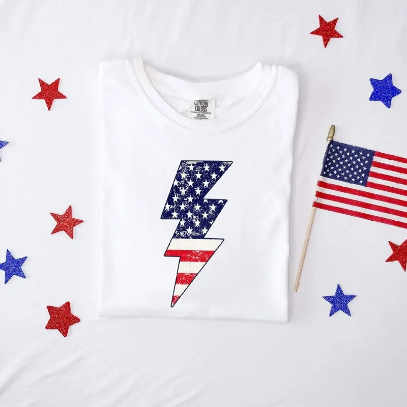 America Lightning Bolt Garment Dyed Tee sold by Zulily