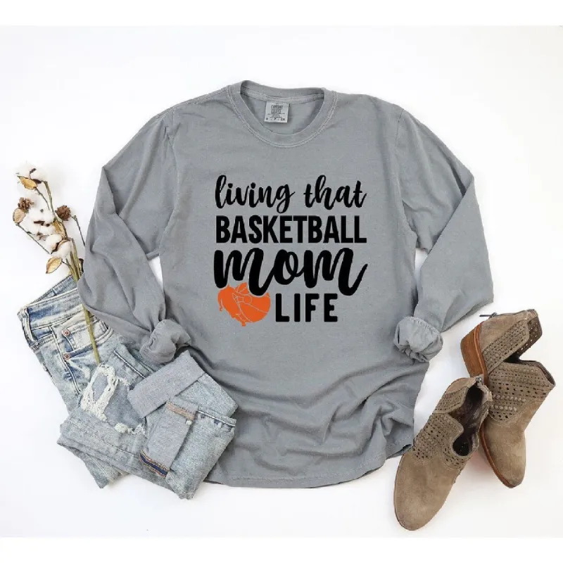 Basketball Mom Life Garment Dyed Long Sleeve sold by Zulily