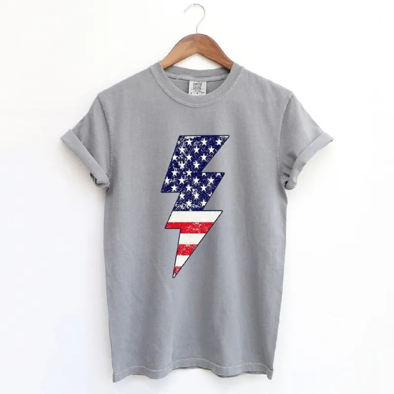 America Lightning Bolt Garment Dyed Tee sold by Zulily