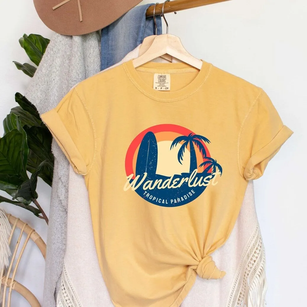 Wanderlust Tropical Paradise Garment Dyed Tee sold by Zulily