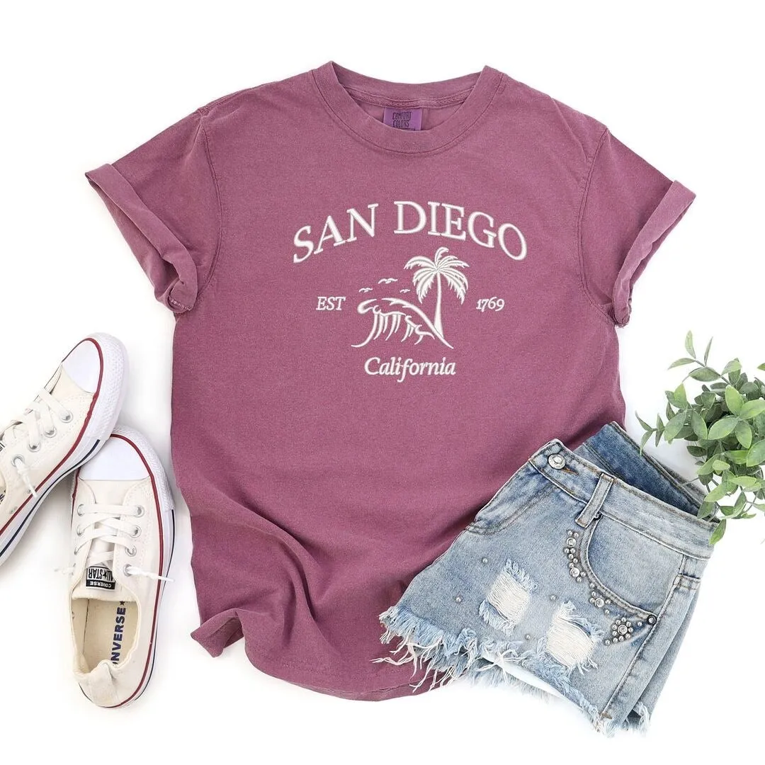 Embroidered San Diego Garment Dyed Tee sold by Zulily