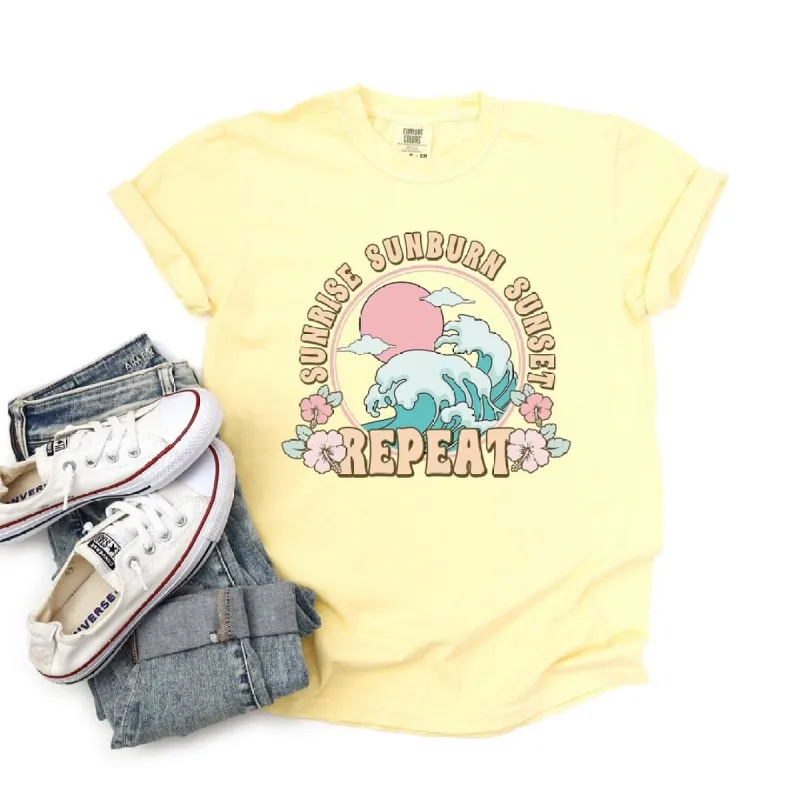 Sunrise Sunburn Sunset Repeat Wave Garment Dyed Tee sold by Zulily