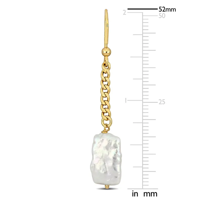 Sofia B. Cultured Freshwater Pearl Shepard Hook Drop Earrings with Curb Chain Yellow Silver sold by Zulily