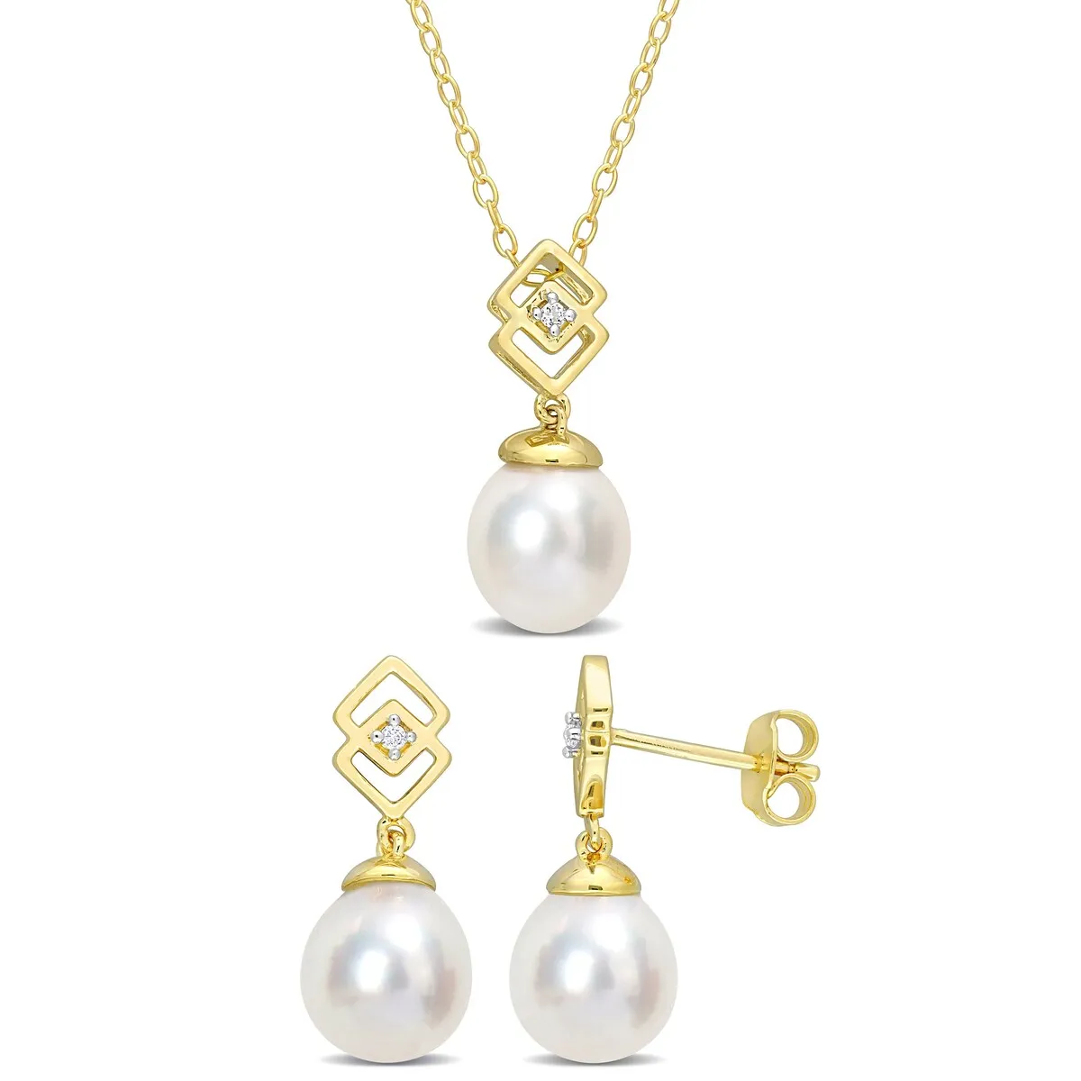 Sofia B. 8-9mmCultured South Sea Pearl White Topaz 2-Piece Drop Jewelry Set Yellow Silver sold by Zulily