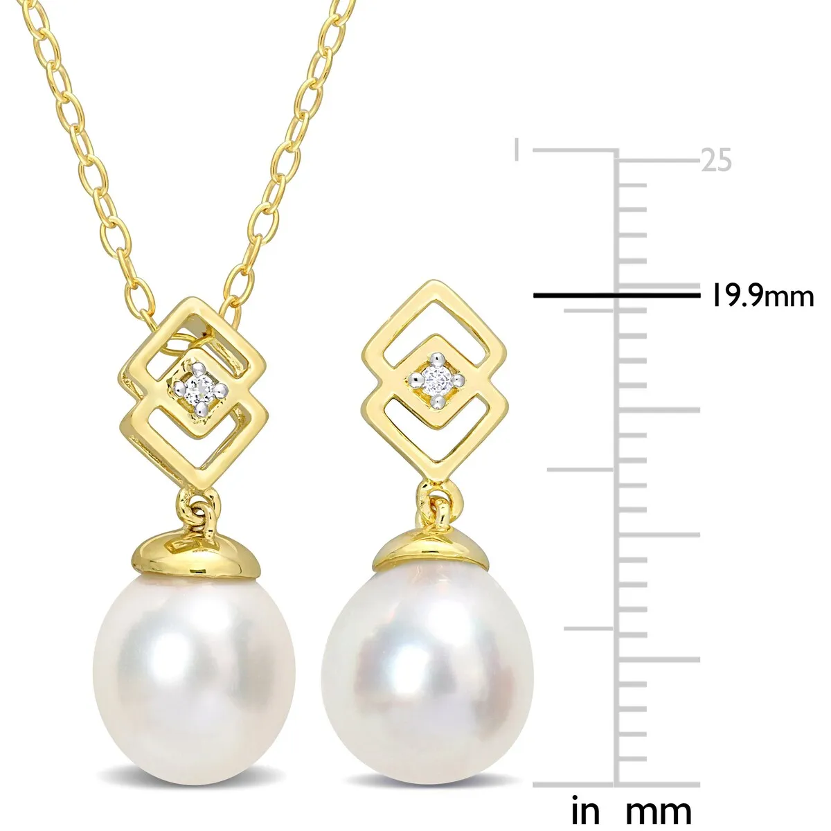 Sofia B. 8-9mmCultured South Sea Pearl White Topaz 2-Piece Drop Jewelry Set Yellow Silver sold by Zulily product image thumbnail 2