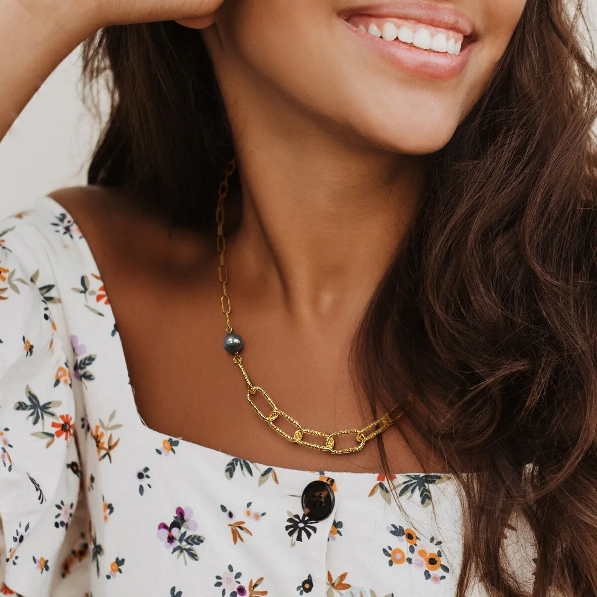 Sofia B. 9-10mm Grey Cultured Freshwater Pearl Chain Necklace 18k Yellow Silver - 20 in sold by Zulily product image thumbnail 4