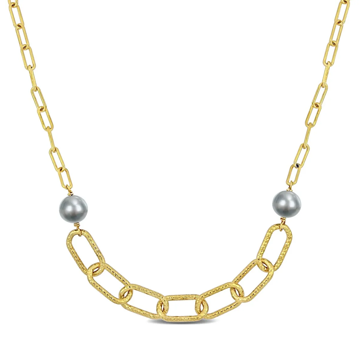 Sofia B. 9-10mm Grey Cultured Freshwater Pearl Chain Necklace 18k Yellow Silver - 20 in sold by Zulily